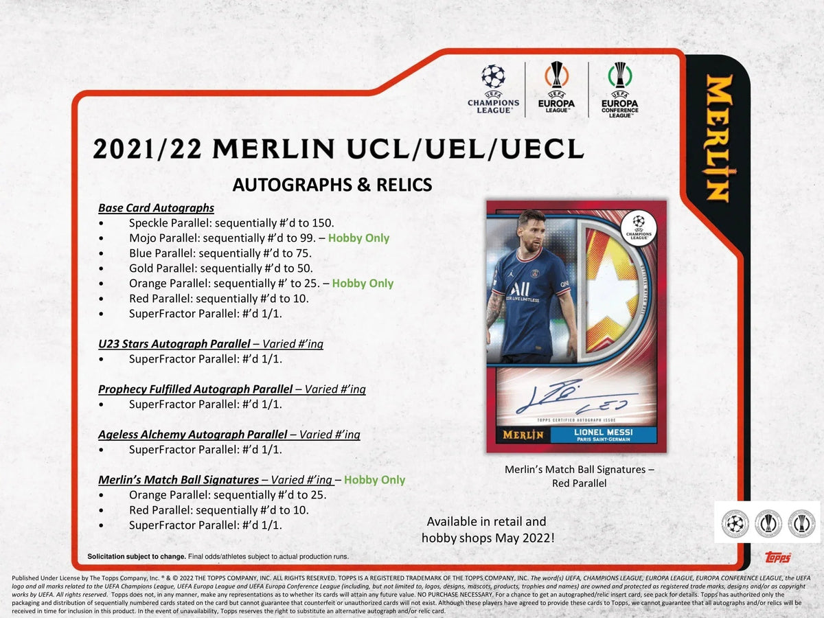Topps - 2021/22 Chrome Merlin UEFA Champions League Football (Soccer) - Hobby Box