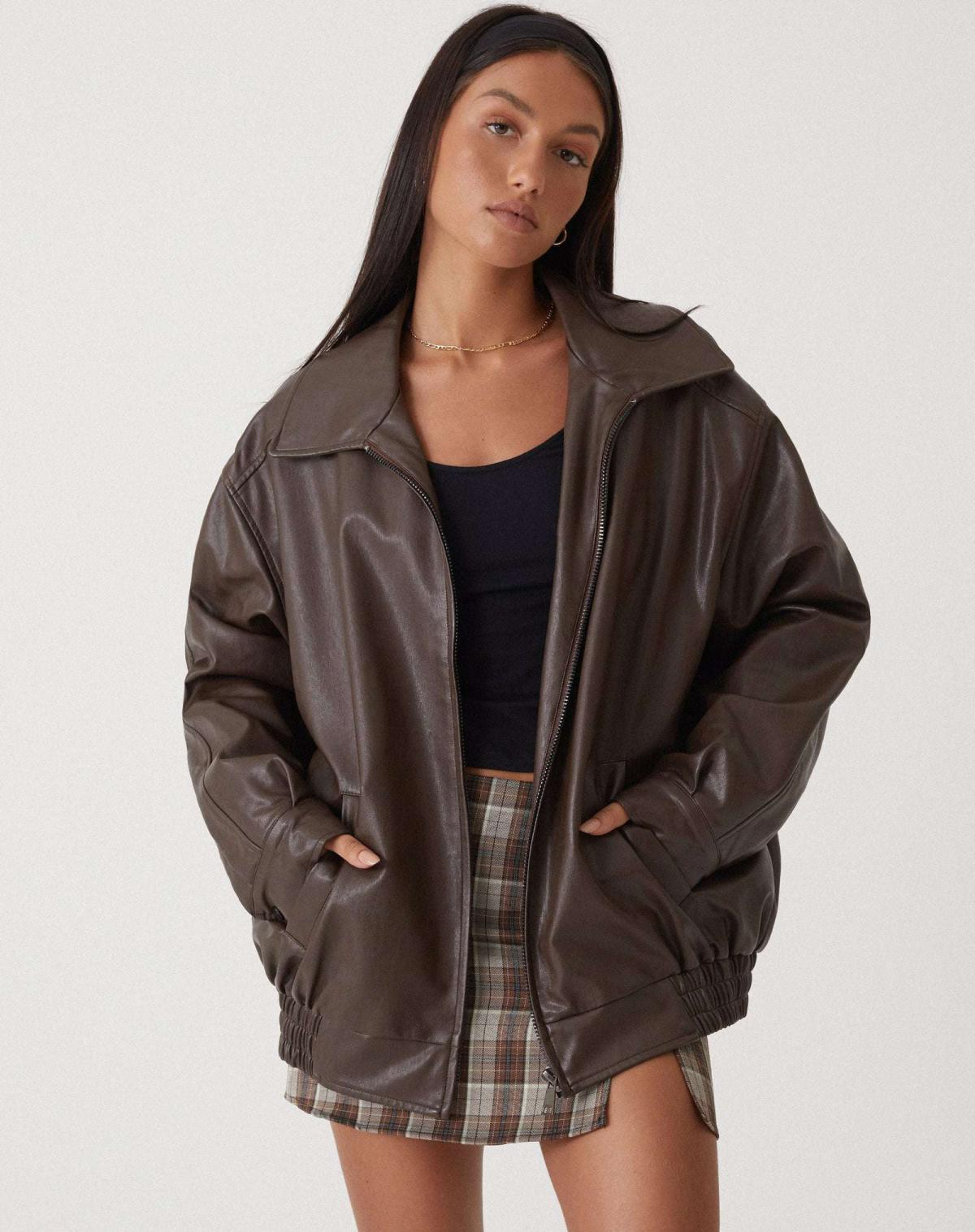Puili | Loose Leather Jacket
