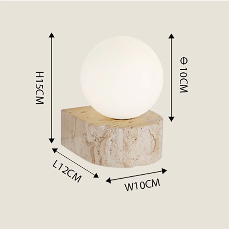 Applique da parete moderna in travertino a globo LED 1 luce