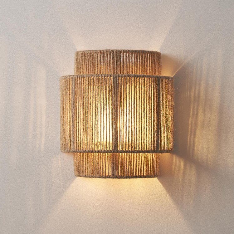 Applique da parete giapponese in rattan con corda curva 1 luce
