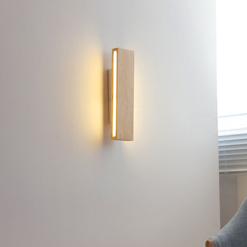 Applique da parete rettangolare in legno giapponese con LED