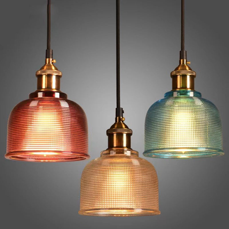 Lampada a sospensione vintage in vetro lavorato 1 luce