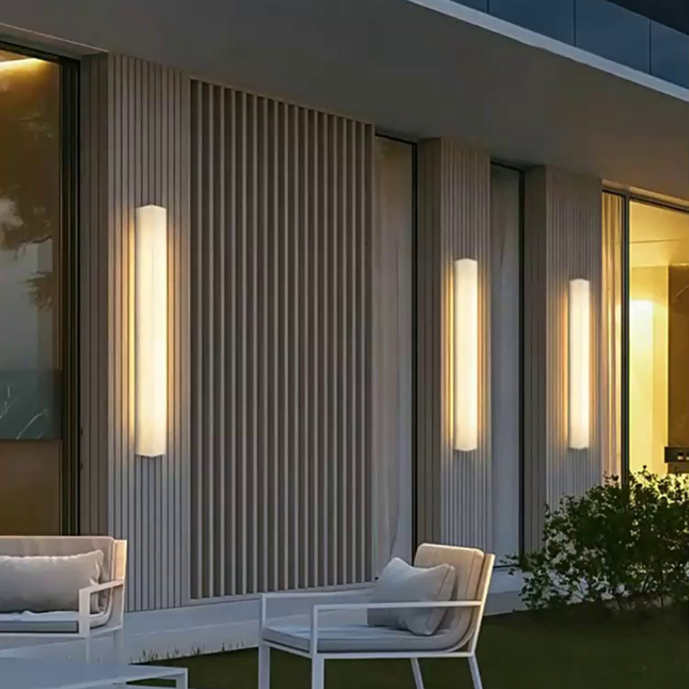 Lampada da parete moderna cilindrica in pietra di travertino per esterni LED 1 luce