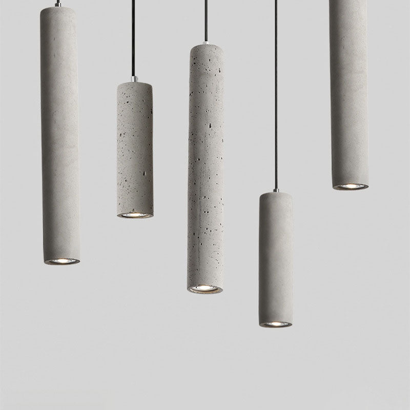 Lampada a sospensione industriale cilindrica in cemento 1 luce