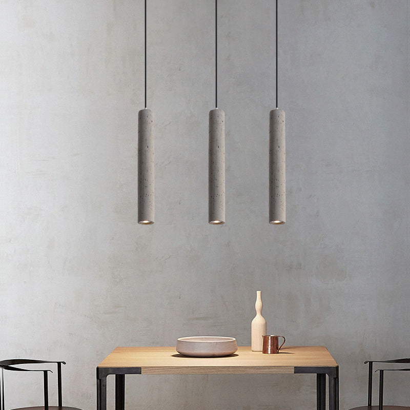 Lampada a sospensione industriale cilindrica in cemento 1 luce