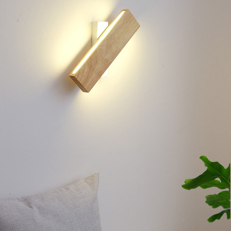 Applique da parete rettangolare in legno giapponese con LED