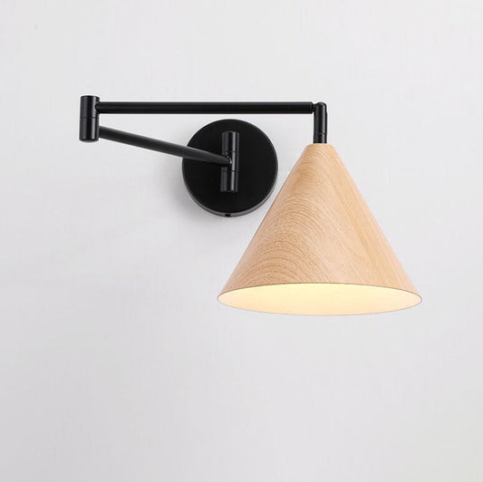 Nordic Wood Cone 1-Light Swing Arm Wall Sconce