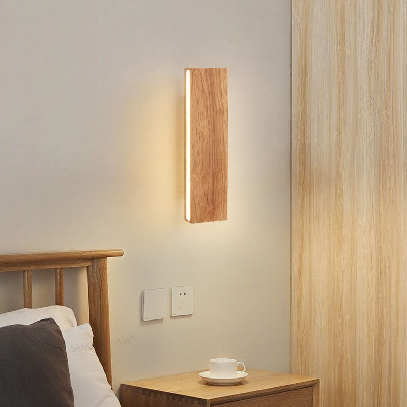 Applique da parete rettangolare in legno giapponese con LED