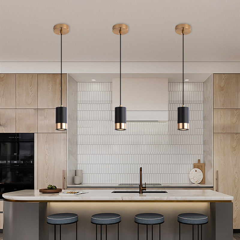 Lampada a sospensione colonna in ferro minimalista nordica 1 luce