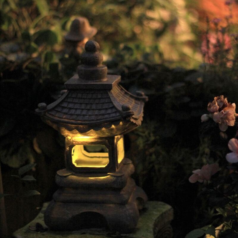Japanese Zen Stone Pagoda LED Outdoor Garden 1-Light