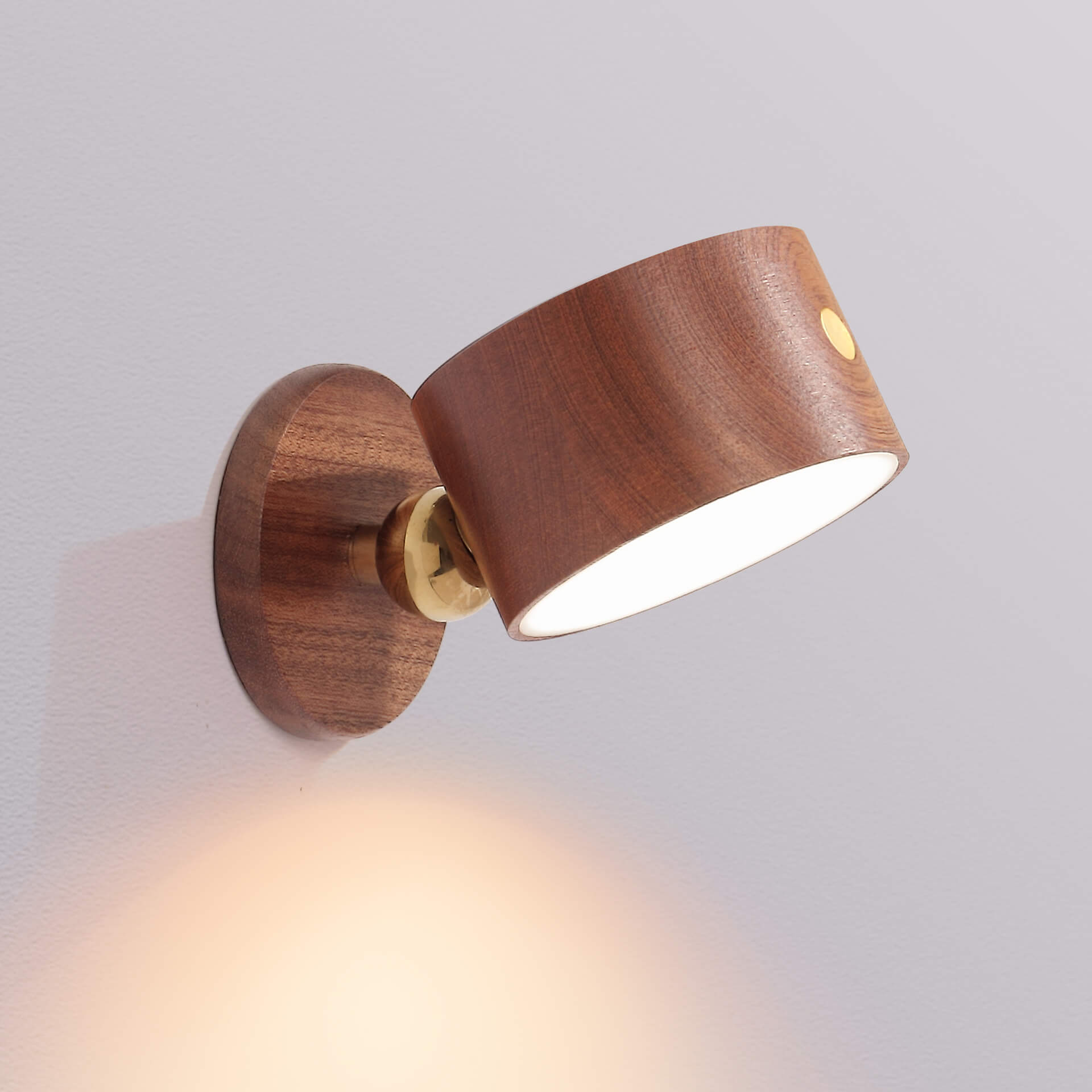 Applique da parete rotonda minimalista in legno con LED a 1 luce