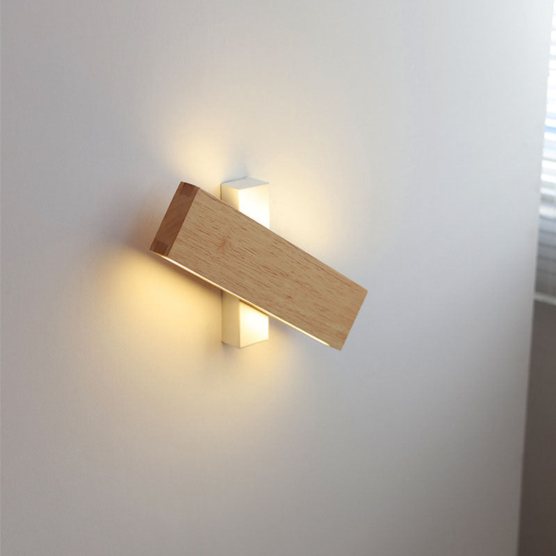 Applique da parete rettangolare in legno giapponese con LED