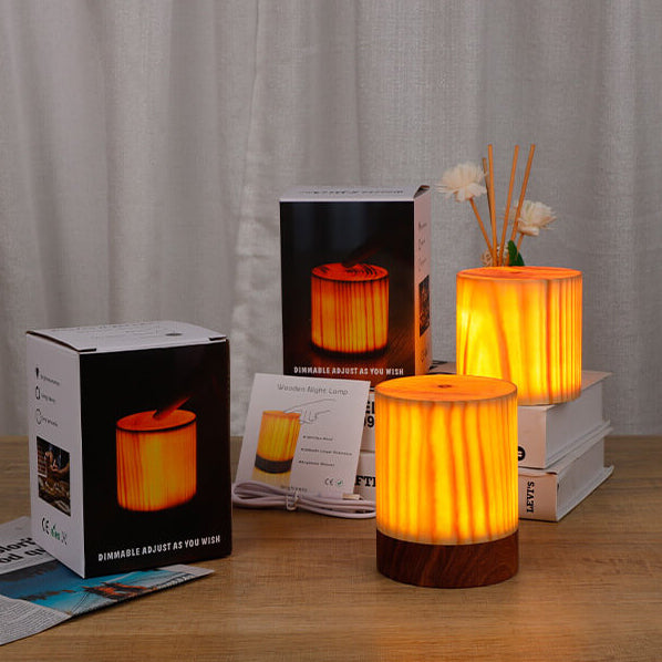 Creative Wood LED Touch Night Table Lamp 1-Light