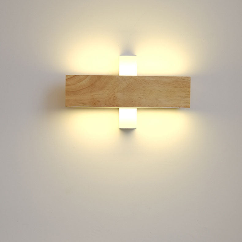 Applique da parete rettangolare in legno giapponese con LED