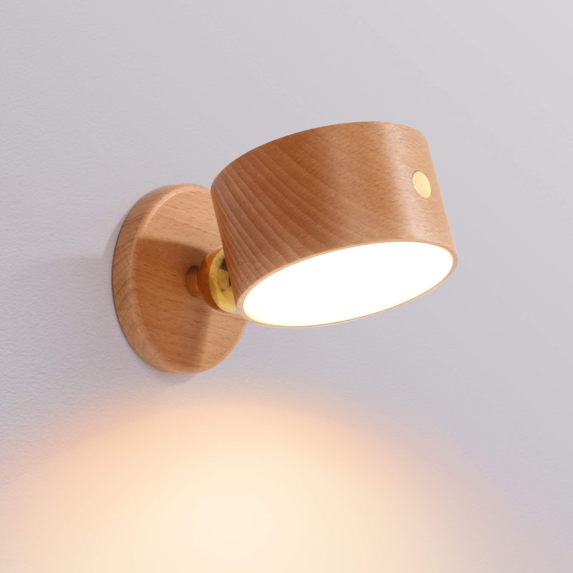 Applique da parete rotonda minimalista in legno con LED a 1 luce