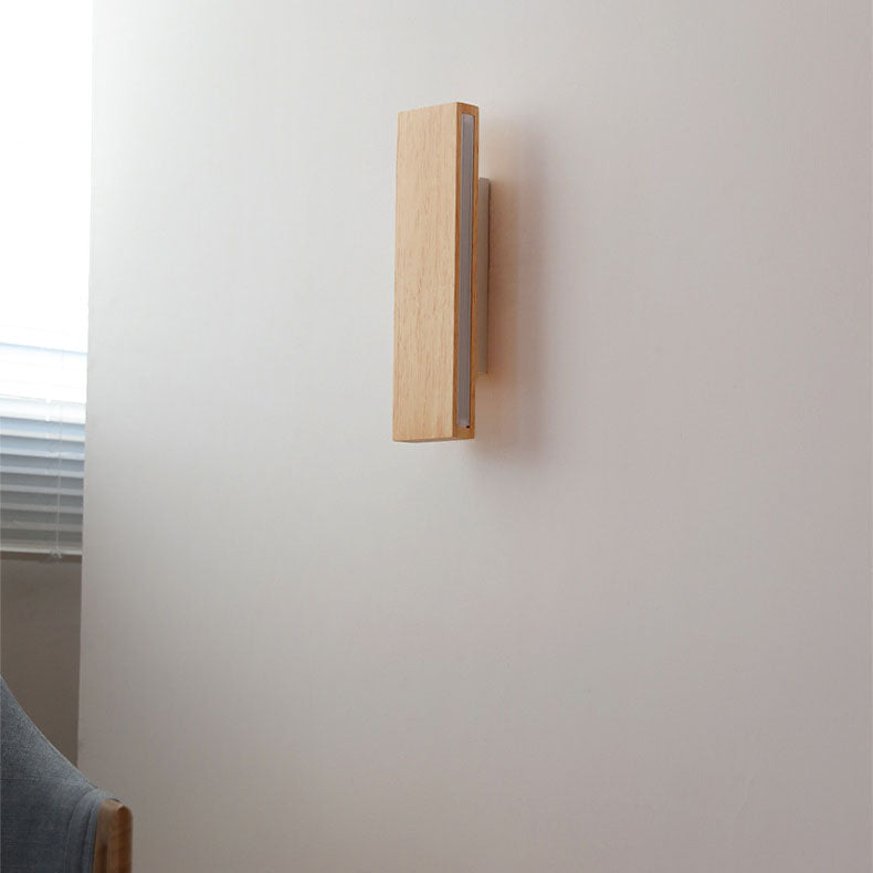 Applique da parete rettangolare in legno giapponese con LED