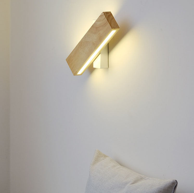 Applique da parete rettangolare in legno giapponese con LED