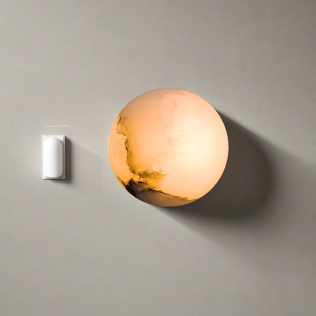 Applique da parete Japandi a sfera in marmo LED 1 luce