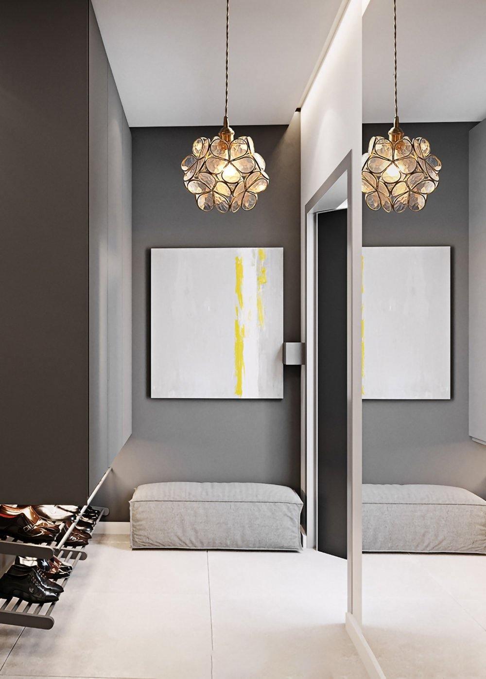 Vintage Brass Floral Glass Globe Pendant Light 1-Light