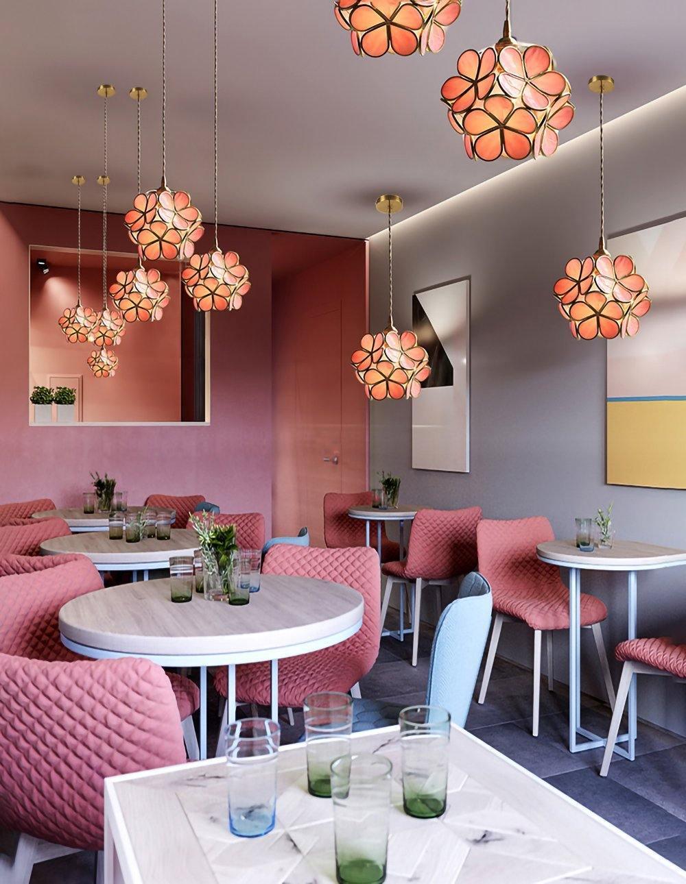 Vintage Brass Floral Glass Globe Pendant Light 1-Light