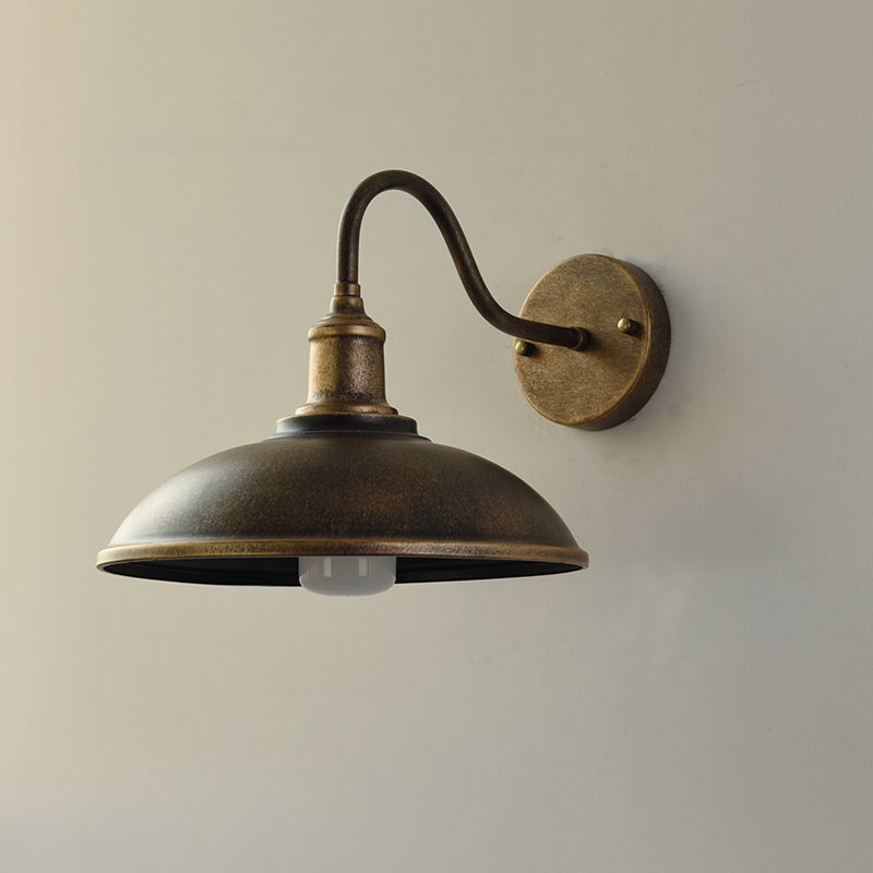 Vintage Industrial Iron Bowl Outdoor Wall Light LED 1-Light