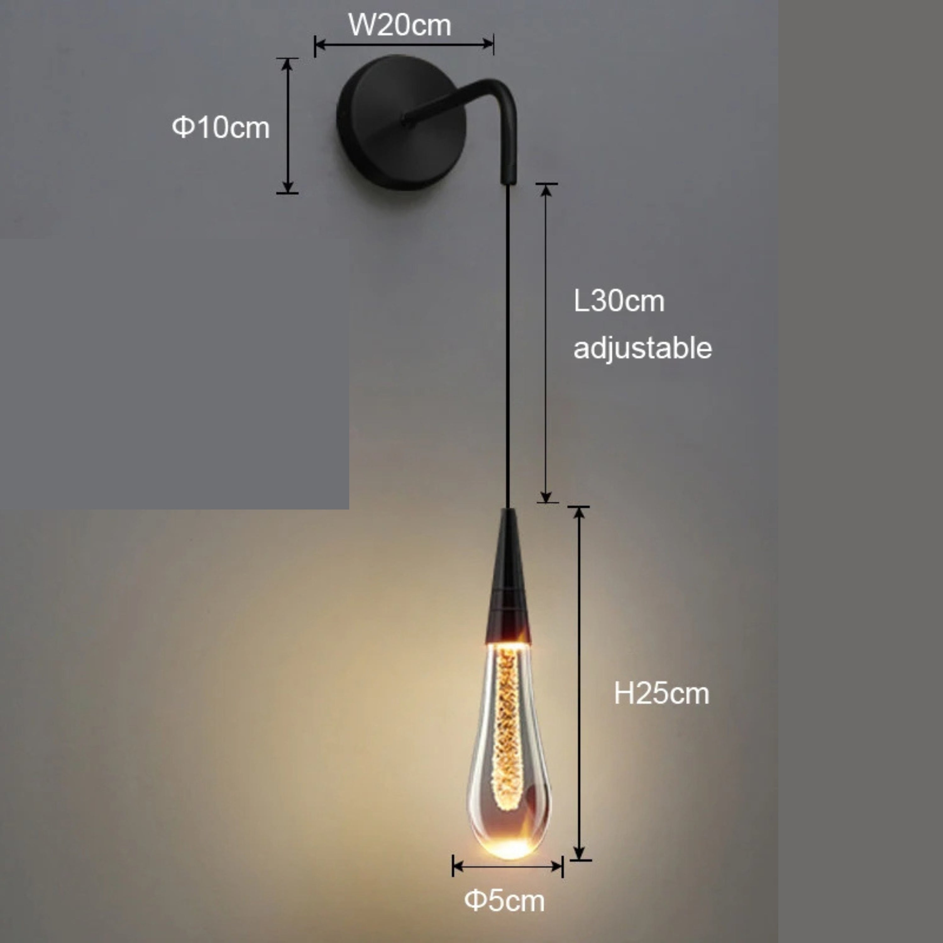 Applique da parete moderna in vetro a goccia con LED 1 luce