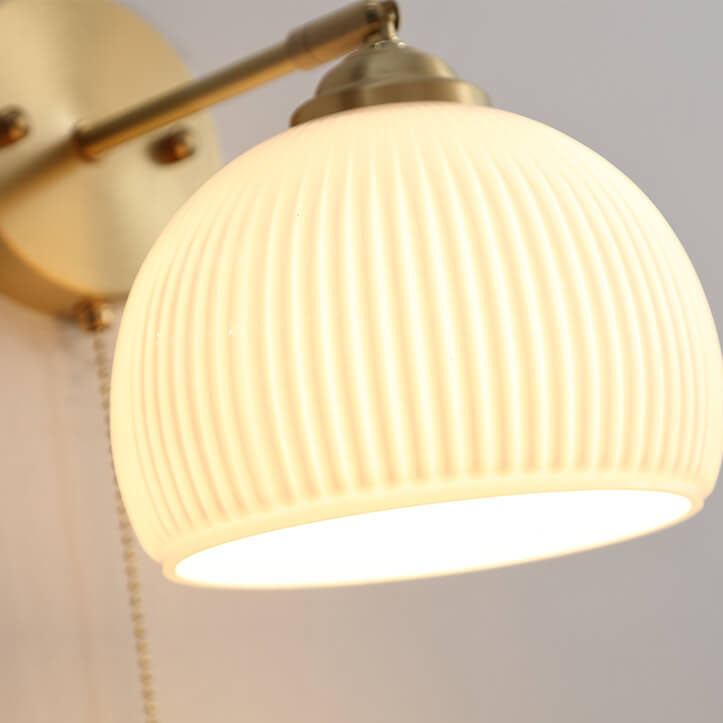 Nordic Brass Ribbed Glass 1-Light Wall Sconce