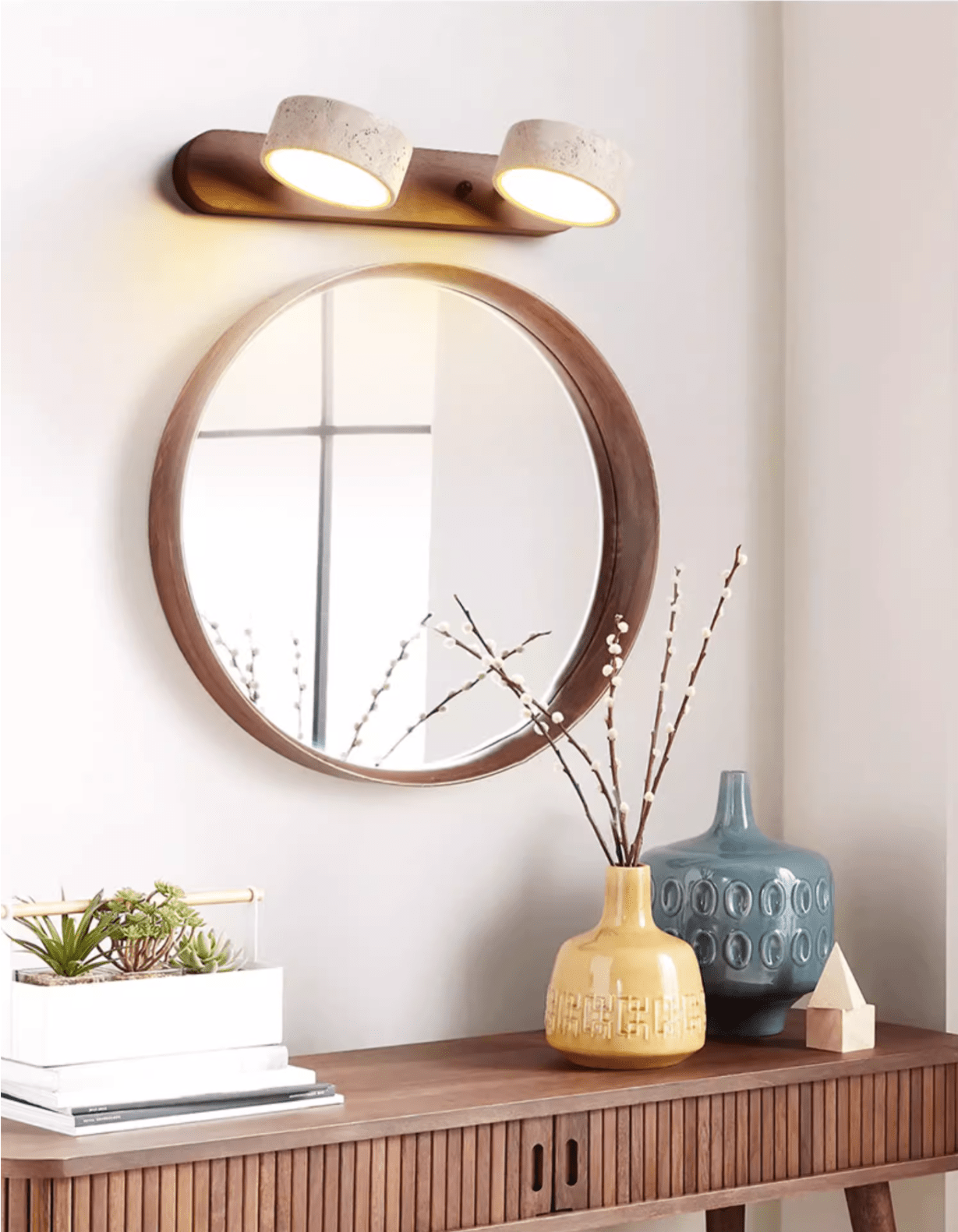 Modern Travertine Round LED Wall Sconce 1-Light