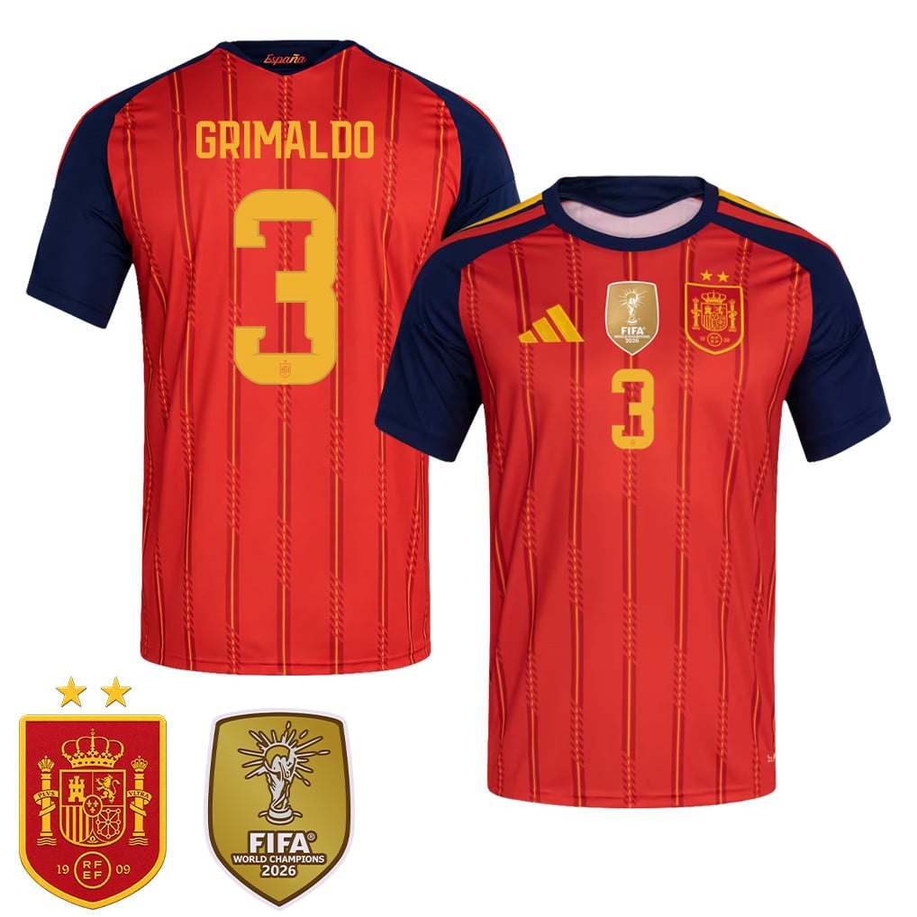 Maglia Home Uomo Spagna Campione del Mondo 2026 Due Stelle – Álex Grimaldo #3