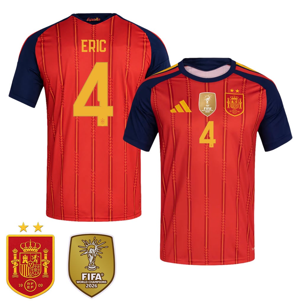 Maglia Home Uomo Spagna Campione del Mondo 2026 Due Stelle – Eric García #4