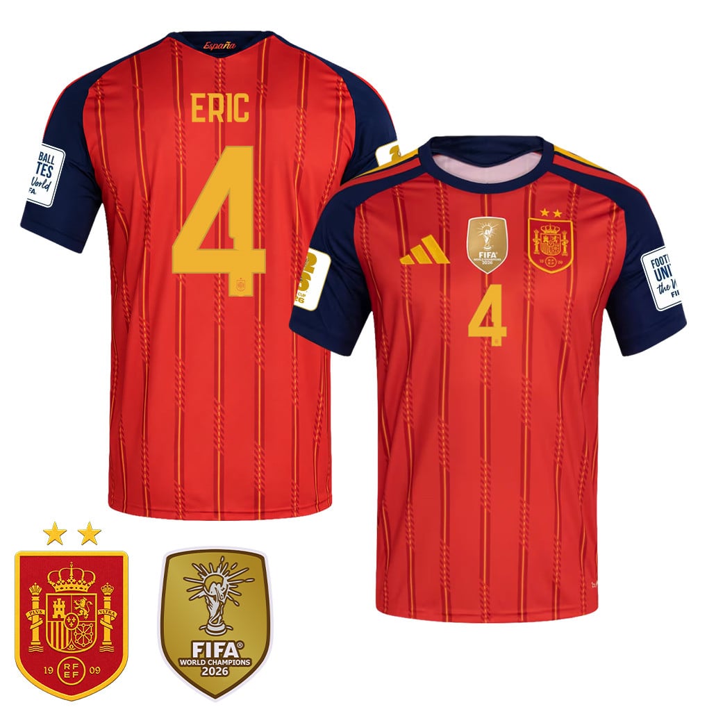 Maglia Home Uomo Spagna Campione del Mondo 2026 Due Stelle – Eric García #4