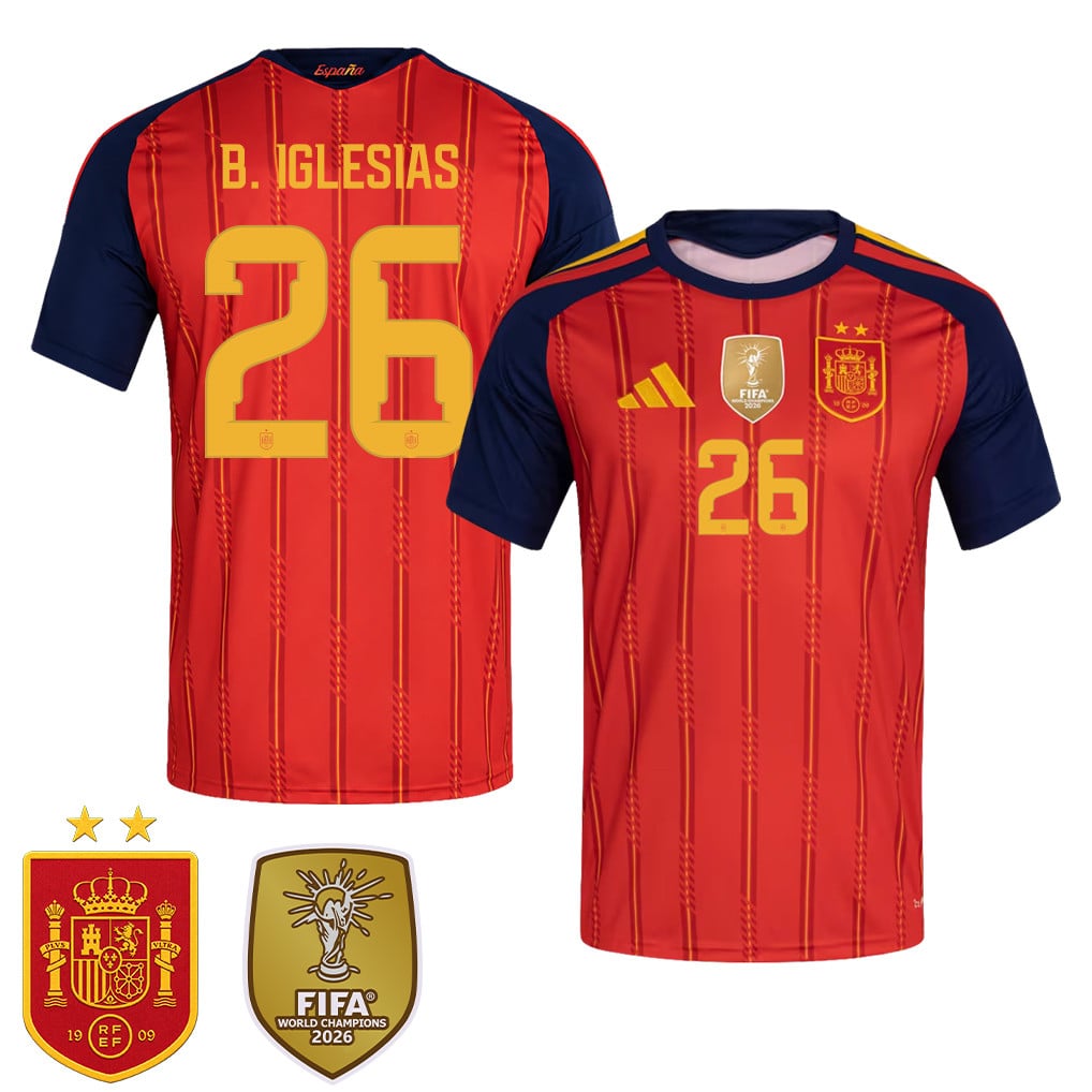Spain 2026 Two-Star World Cup Champions Men's Home Jersey – Borja Iglesias #26