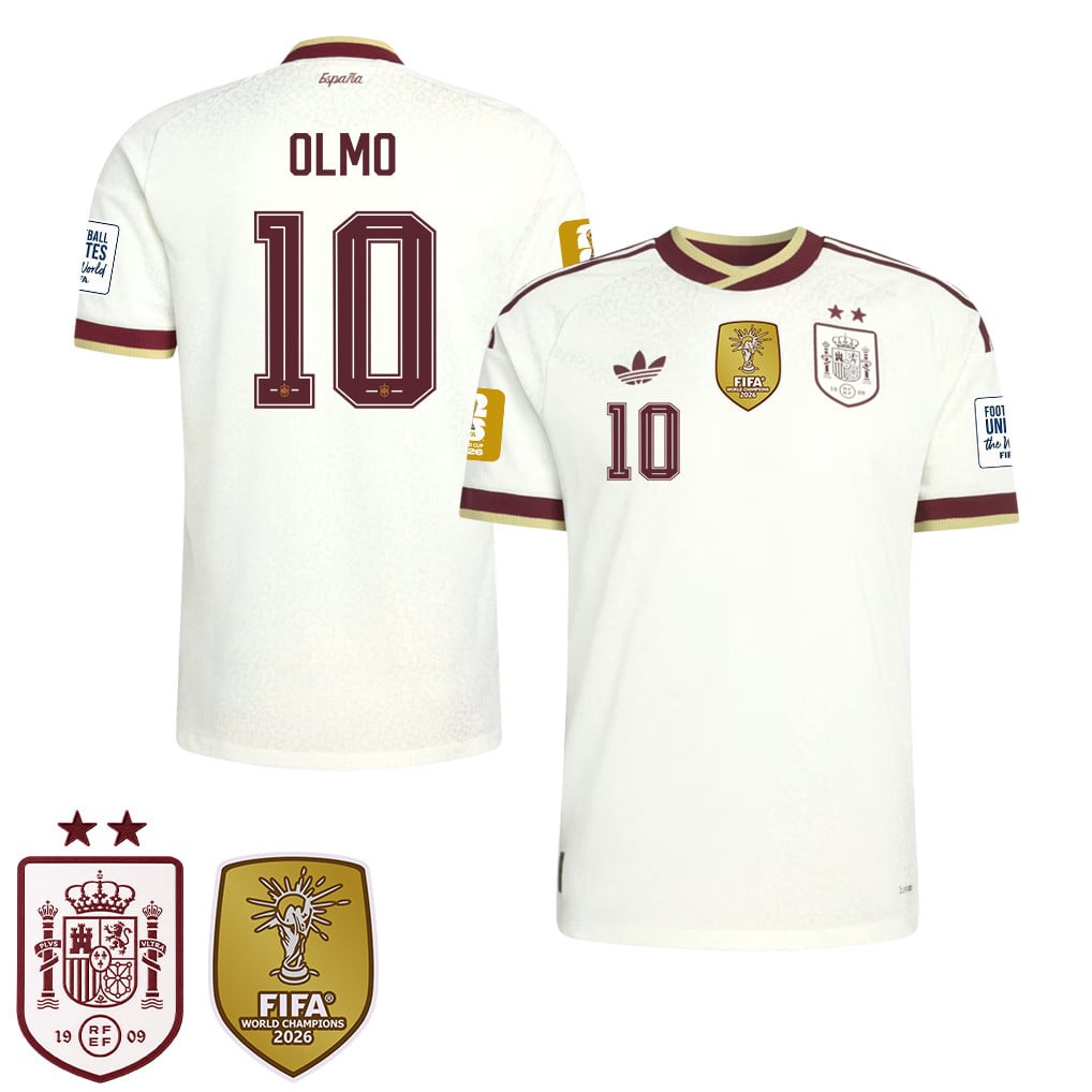 Maglia Trasferta Uomo Campioni del Mondo Due Stelle Spagna 2026 – Dani Olmo #10