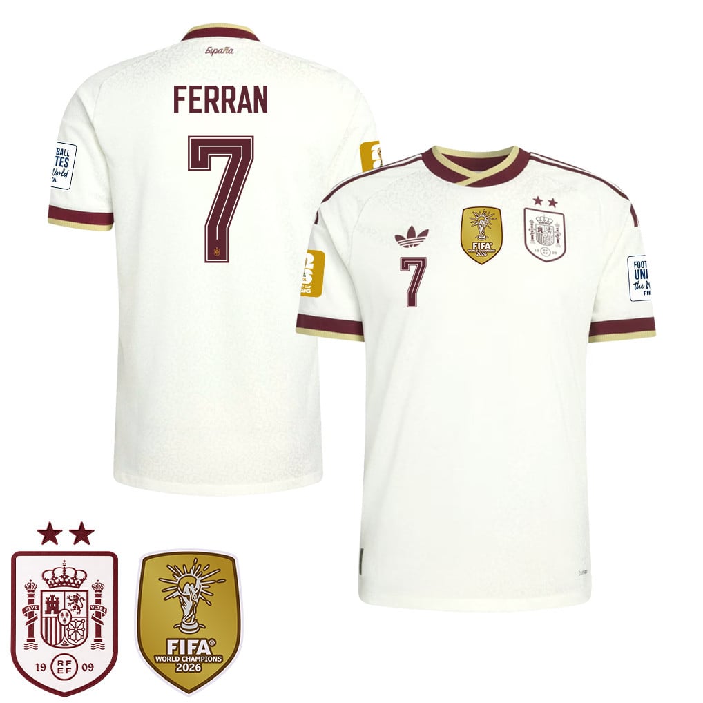 Maglia Trasferta Uomo Campioni del Mondo Due Stelle Spagna 2026 – Ferran Torres #7