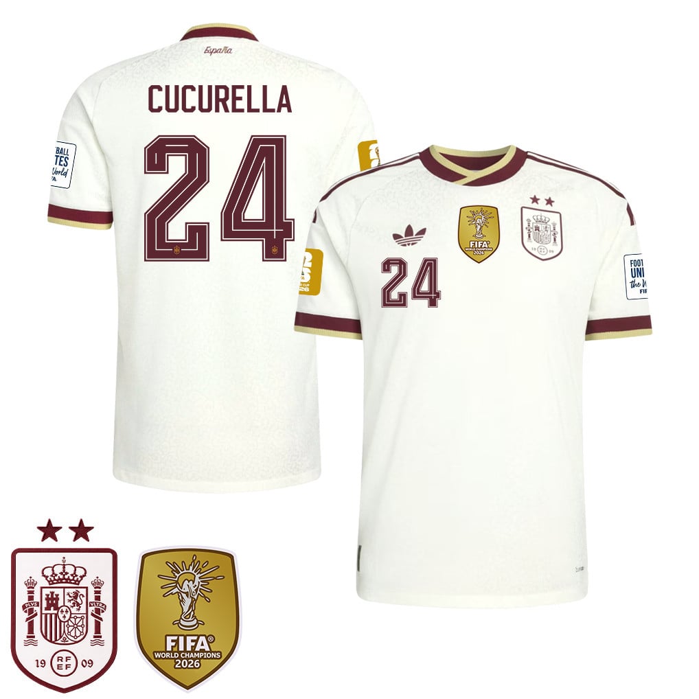 Maglia Away Uomo Campioni del Mondo Due Stelle Spagna 2026 – Marc Cucurella #24