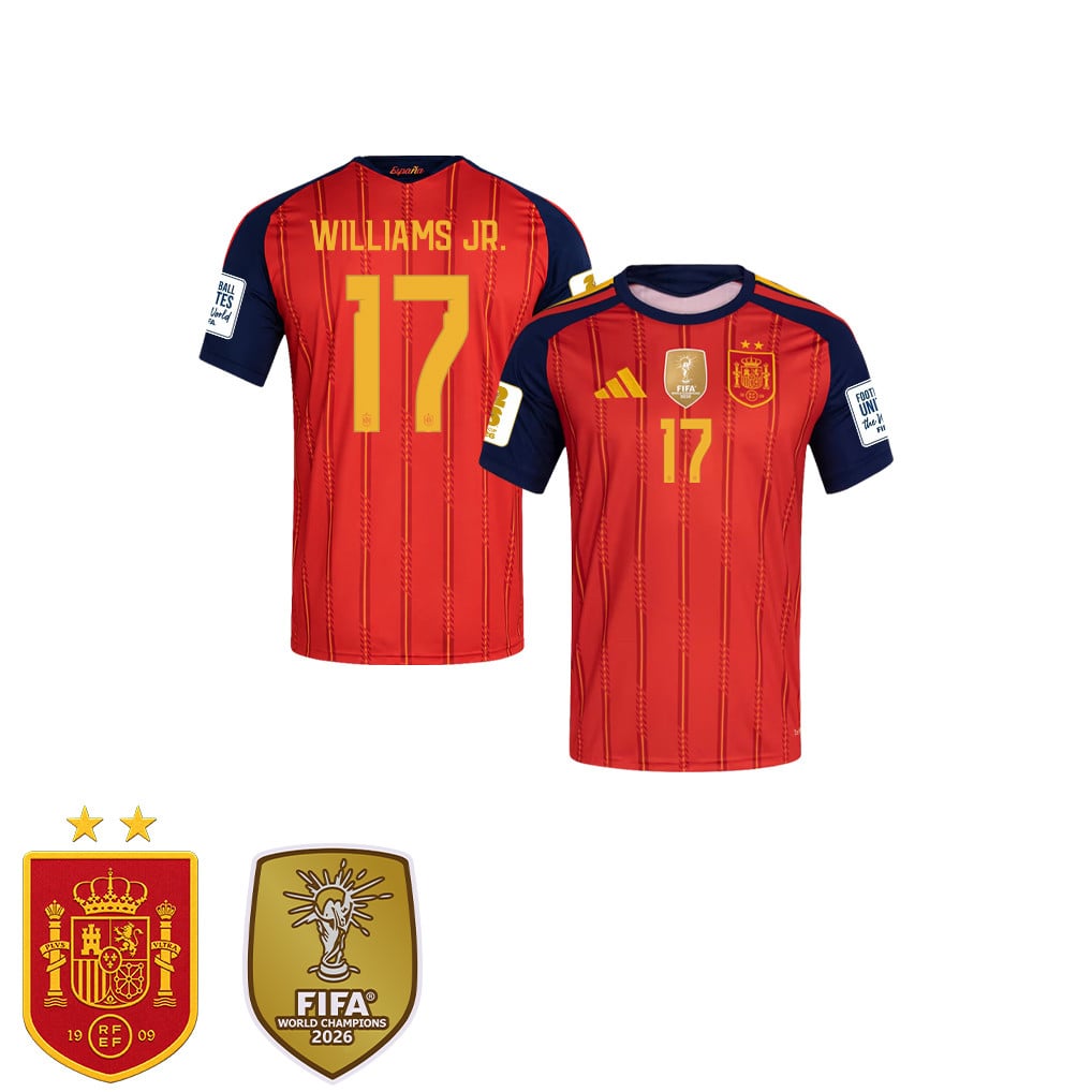 Maglia Casa Bambini Campioni del Mondo Due Stelle Spagna 2026 – Nico Williams #17