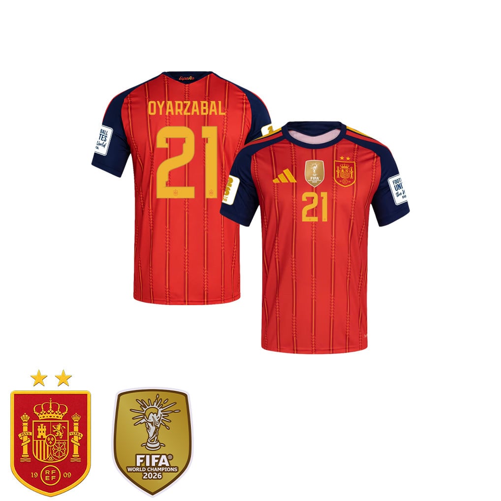 Maglia Casa Bambini Campioni del Mondo Due Stelle Spagna 2026 – Mikel Oyarzabal #21