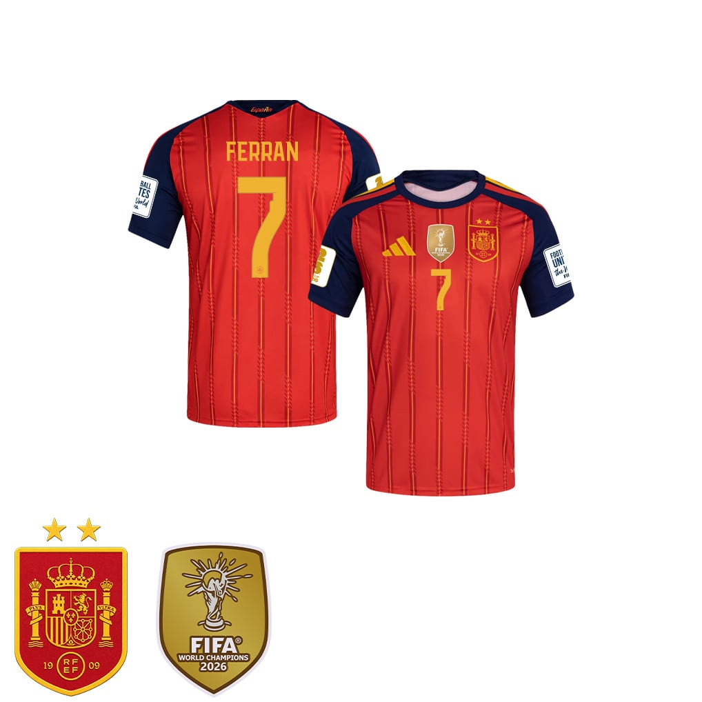 Maglia Casa Bambini Campioni del Mondo Due Stelle Spagna 2026 – Ferran Torres #7