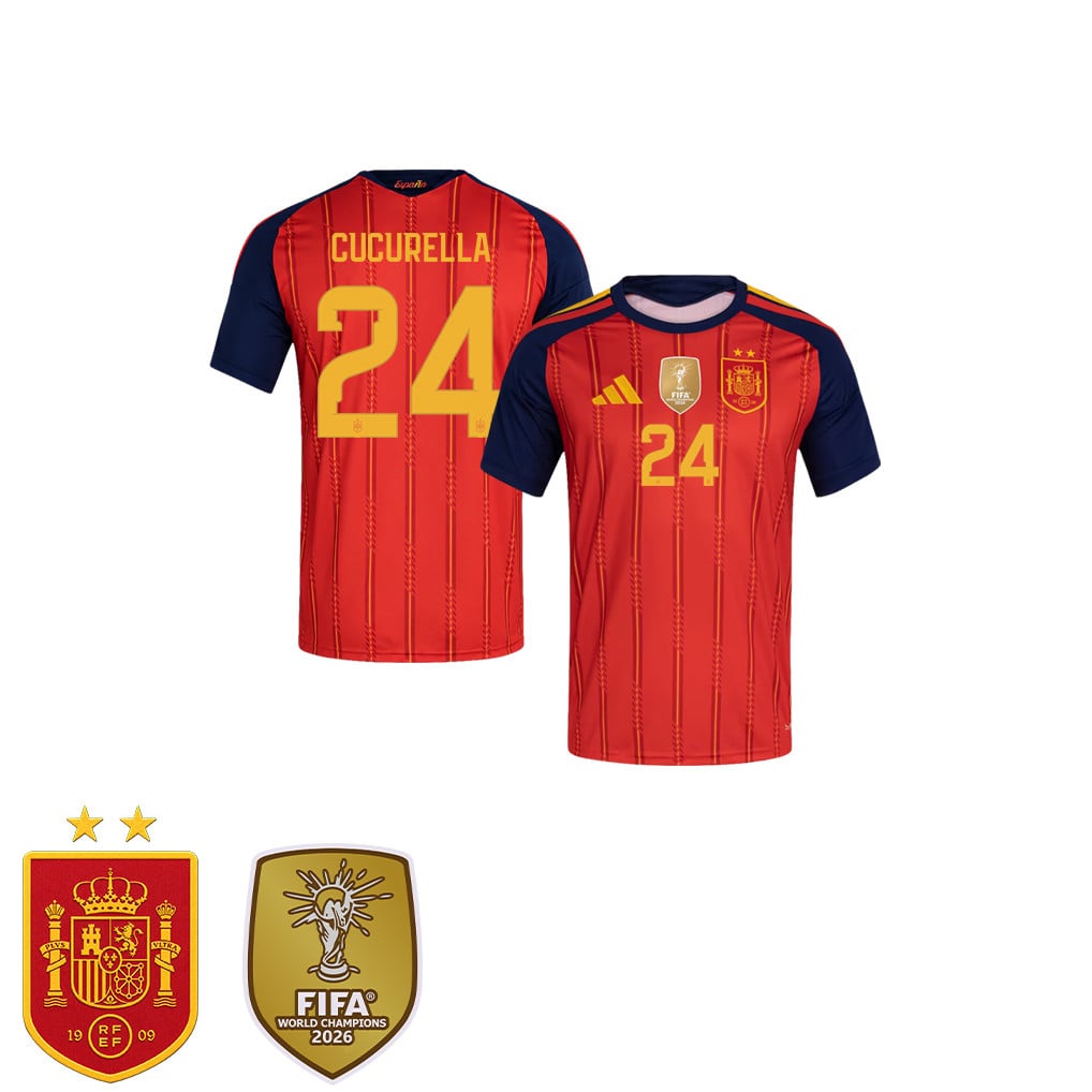 Maglia Casa Bambini Campioni del Mondo Due Stelle Spagna 2026 – Marc Cucurella #24