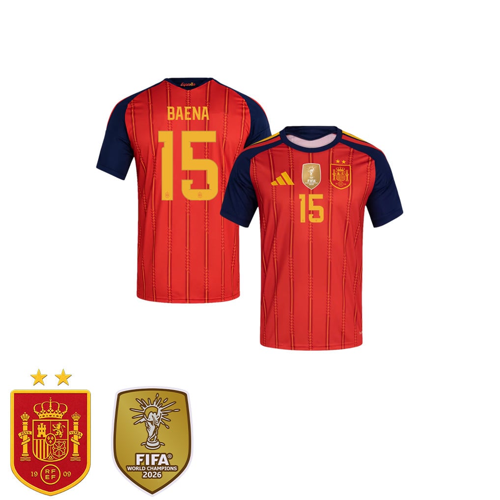 Maglia Casa Bambini Campioni del Mondo Due Stelle Spagna 2026 – Álex Baena #15