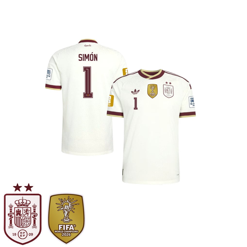 Spain 2026 Two-Star World Cup Champions Kids Away Jersey – Unai Simón #1