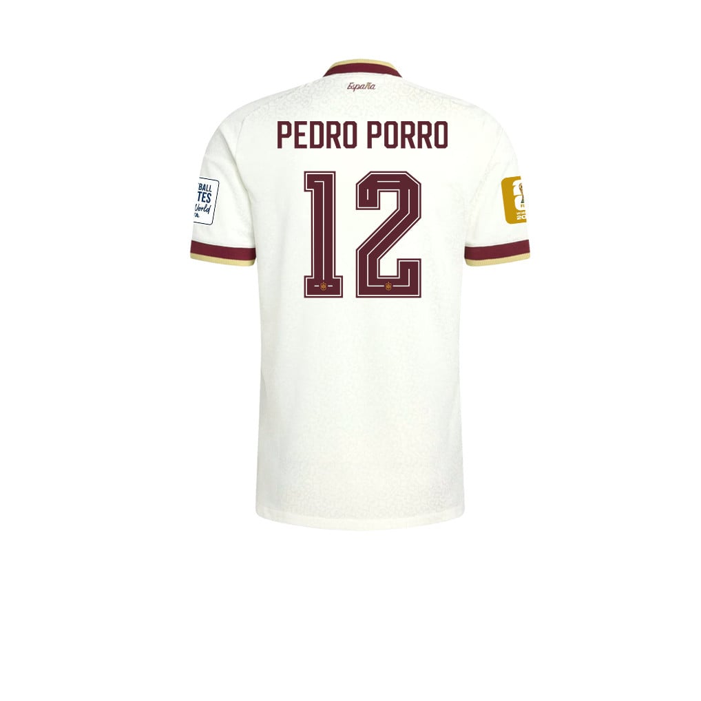 Spanje 2026 Twee-Sterren Wereldkampioen Kids Uitshirt – Pedro Porro #12