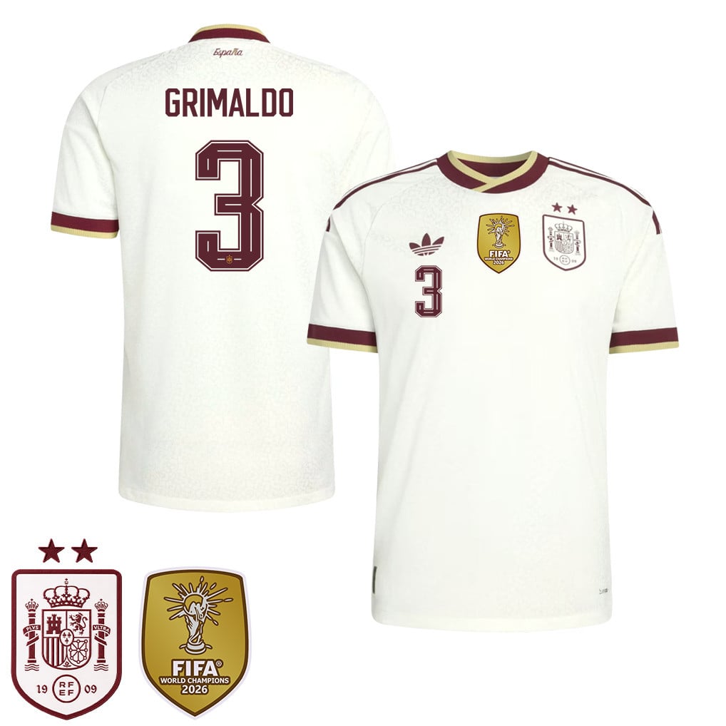 Spain 2026 Two-Star World Cup Champions Kids Away Jersey – Álex Grimaldo #3
