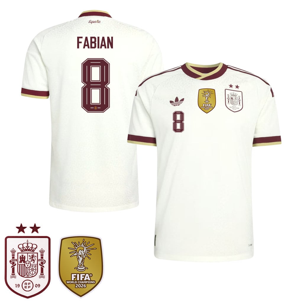Maglia Away Bambini Campioni del Mondo Due Stelle Spagna 2026 – Fabián Ruiz #8