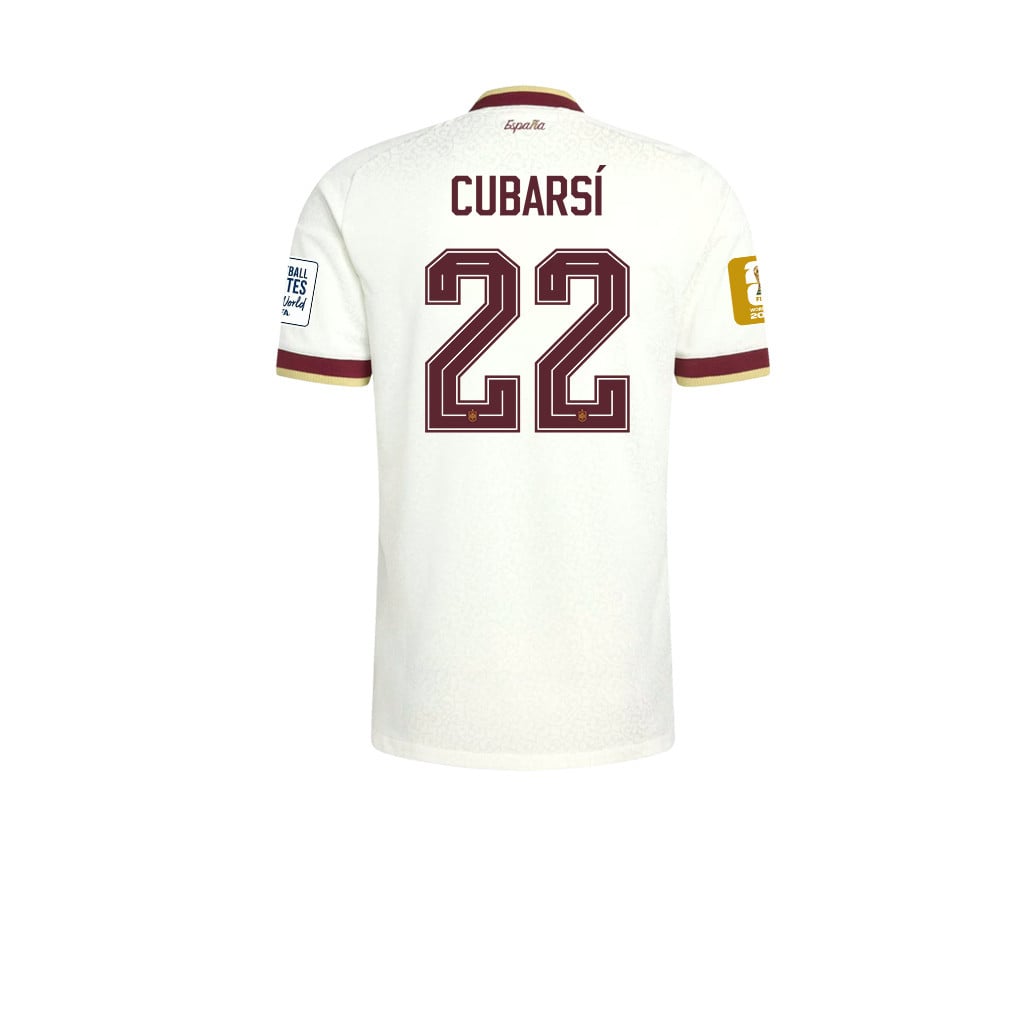 Spanje 2026 Twee-Sterren Wereldkampioen Kids Uitshirt – Pau Cubarsí #22