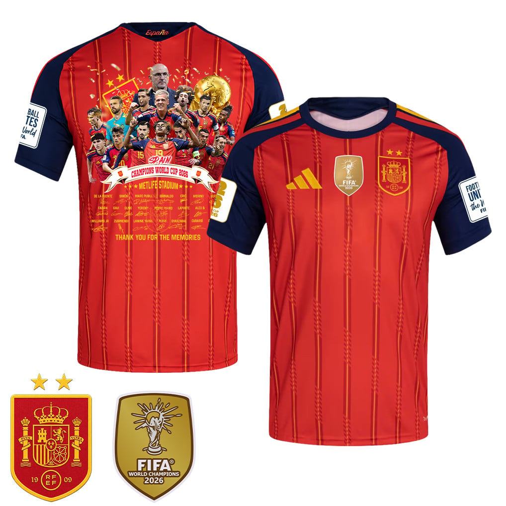 Spain 2026 Two-Star World Cup Thanks for the Memories Men's Home Jersey