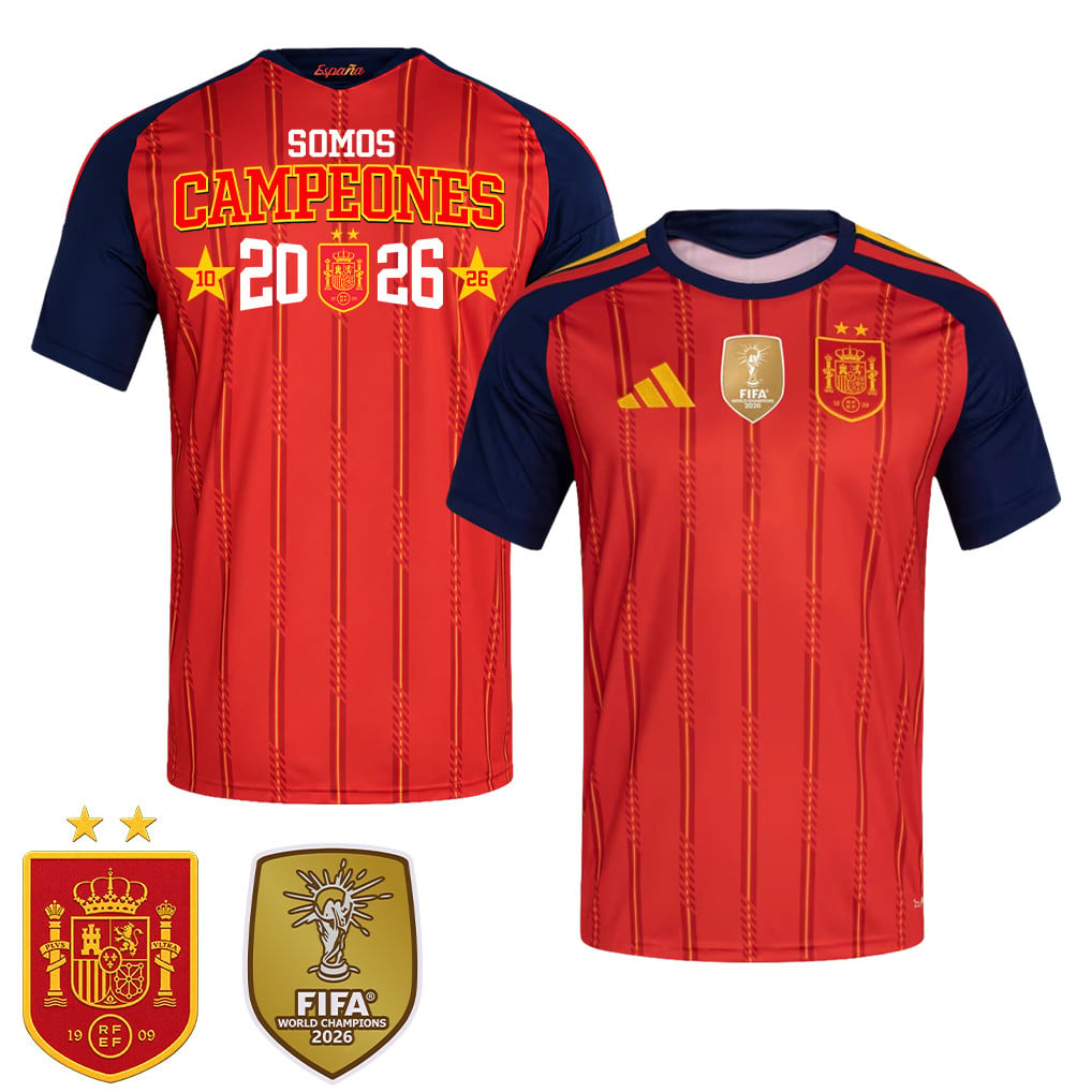 Spain 2026 Two-Star We Are Champions Men's Home Jersey