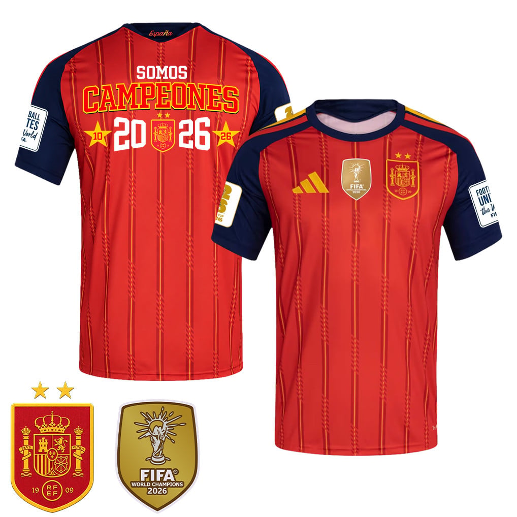 Spain 2026 Two-Star We Are Champions Men's Home Jersey