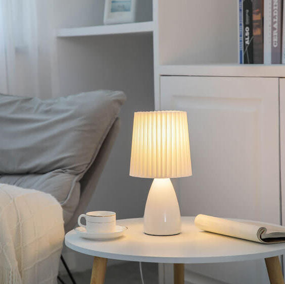 Nordic Glass Pleated Shade Table Lamp 1-Light