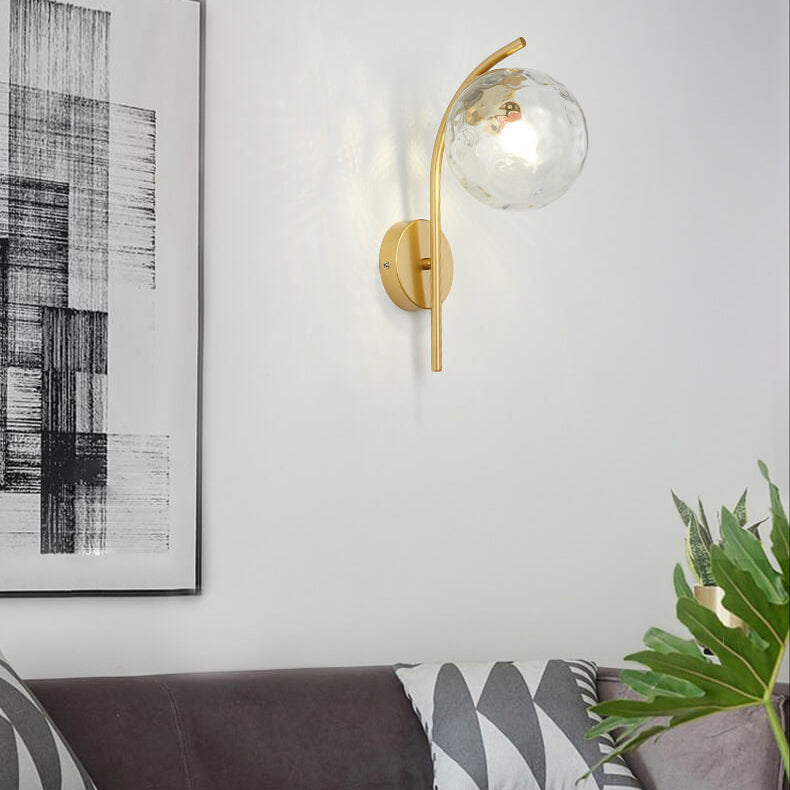 Nordic Glass Globe Arc Wall Sconce 1-Light